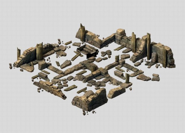 sennard hills - building ruin 02 3D 模型 .c4d .max .obj .3ds .fbx .stl .blend