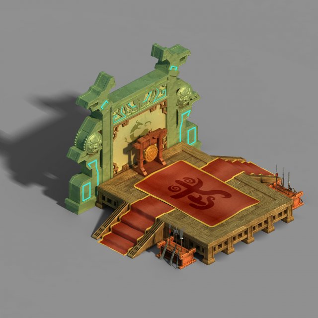 gang building - martial arts station 01 3D Model .c4d .max .obj .3ds .fbx .stl .blend