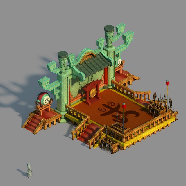 gang building - martial arts station 02 3D Модель .c4d .max .obj .3ds .fbx .stl .blend