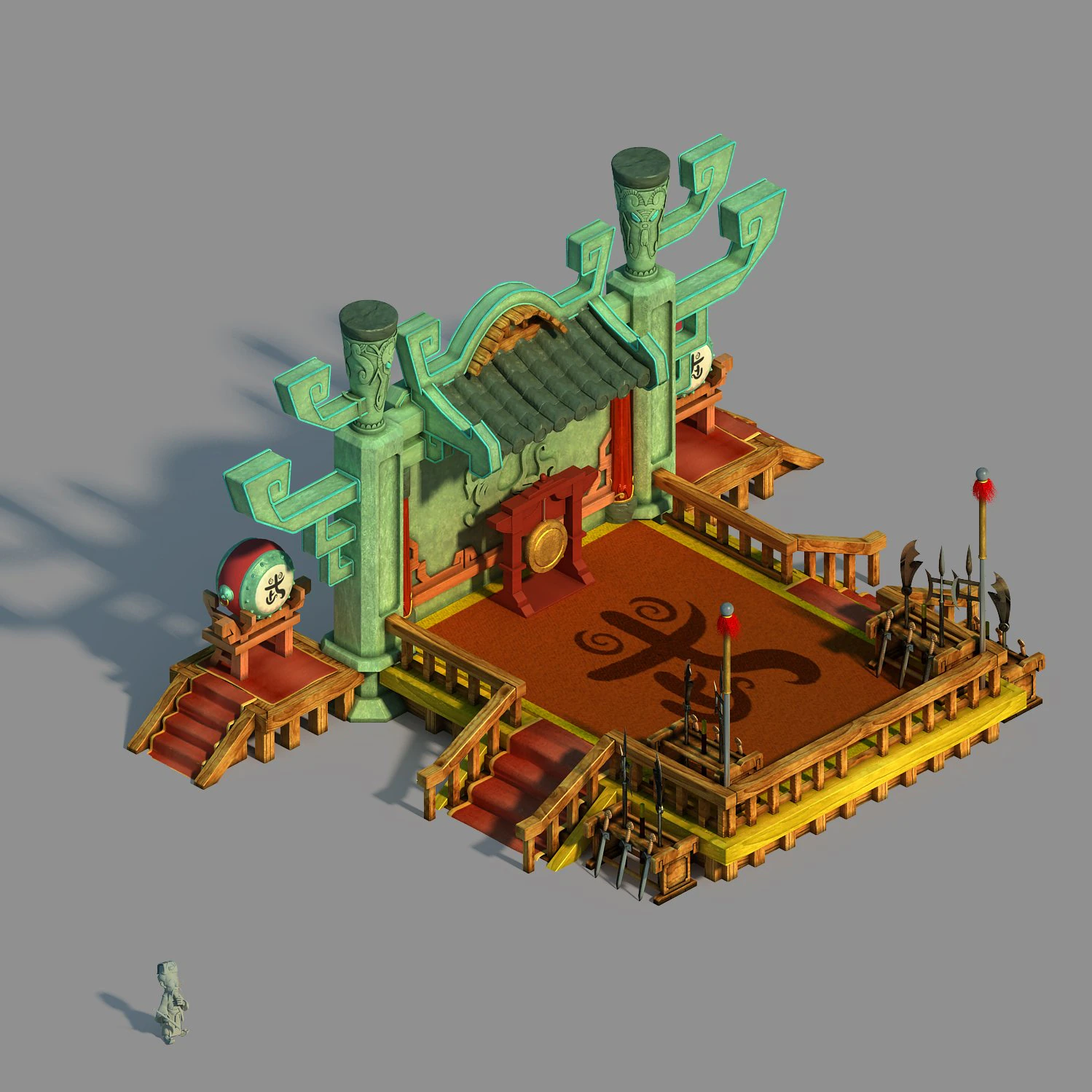 gang building - martial arts station 02 3D Model .c4d .max .obj .3ds .fbx .stl .blend
