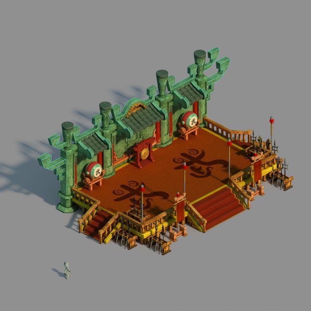 gang building - martial arts station 03 Modelo 3D .c4d .max .obj .3ds .fbx .stl .blend 
