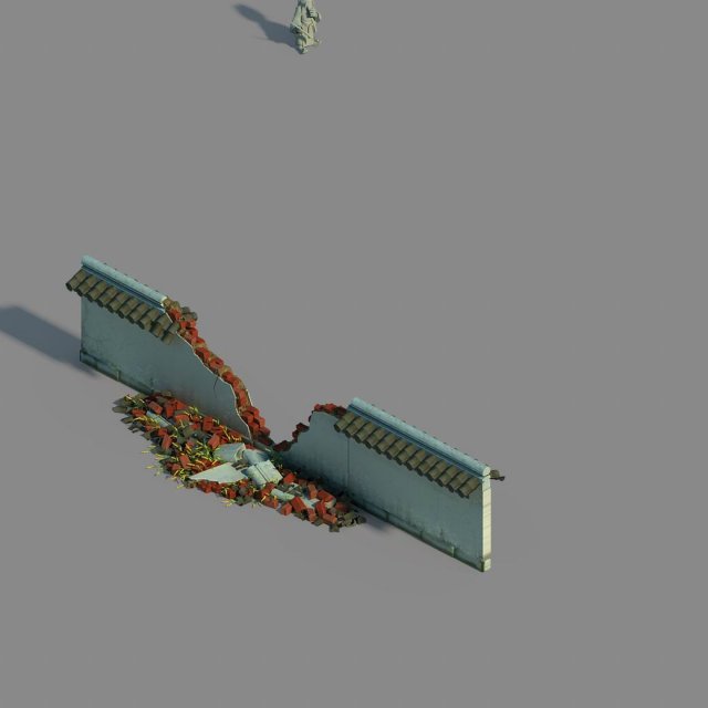 grass temple village - broken wall 03 Modelo 3D .c4d .max .obj .3ds .fbx .stl .blend 