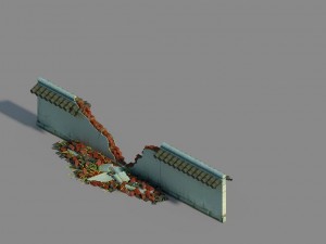 grass temple village - broken wall 03 3D Model