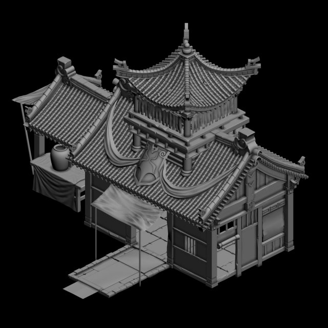 city - building - armor shop 2702 3D 모델 .c4d .max .obj .3ds .fbx .stl .blend