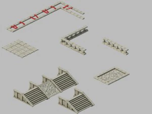 city building - staircase - fence 2703 3D Model
