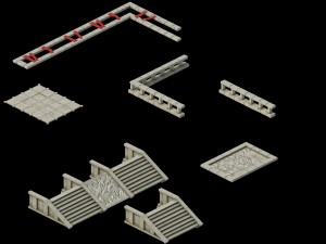 city building - staircase - fence 2703 3Dモデル