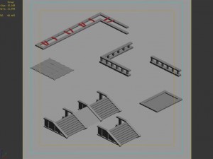 city building - staircase - fence 2703 3Dモデル