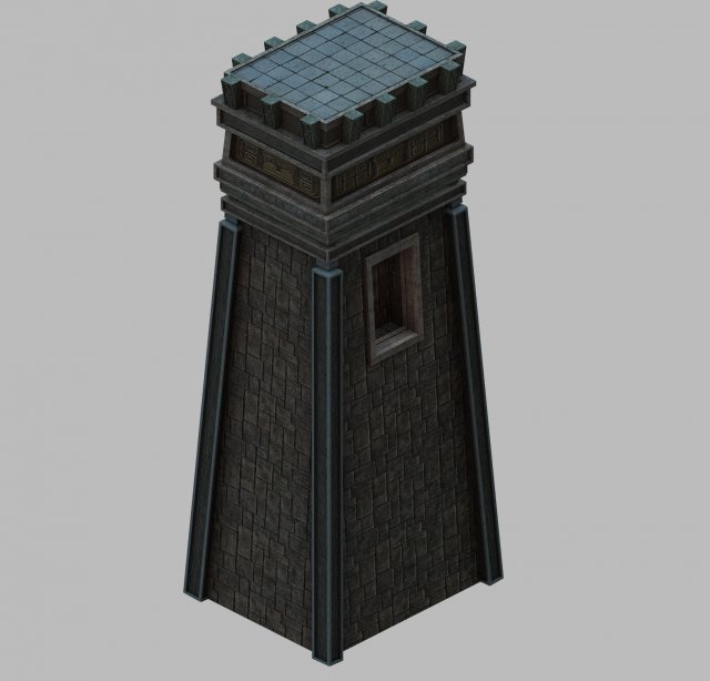 dungeon - square stone pillar 01 3D Model .c4d .max .obj .3ds .fbx .stl .blend