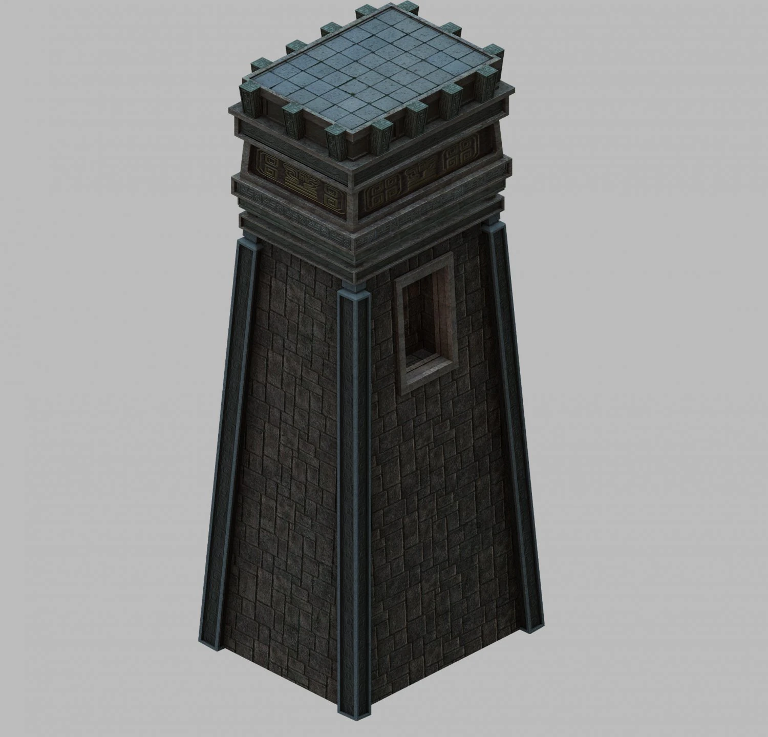 dungeon - square stone pillar 01 3D Model .c4d .max .obj .3ds .fbx .stl .blend 