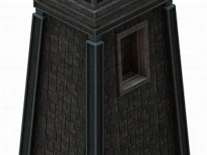 dungeon - square stone pillar 01 3D Model