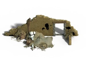 monster camp - broken earth wall cottage 8 3D Model