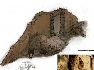 monster camp - broken earth wall cottage 8 Modelo 3D