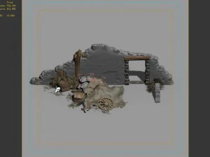 monster camp - broken earth wall cottage 8 3D Model
