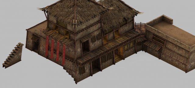 desert - building - inn 01 3D 모델 .c4d .max .obj .3ds .fbx .stl .blend 
