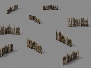 pointed wood - fence 01 Modèle 3D