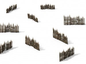 pointed wood - fence 01 3D Model