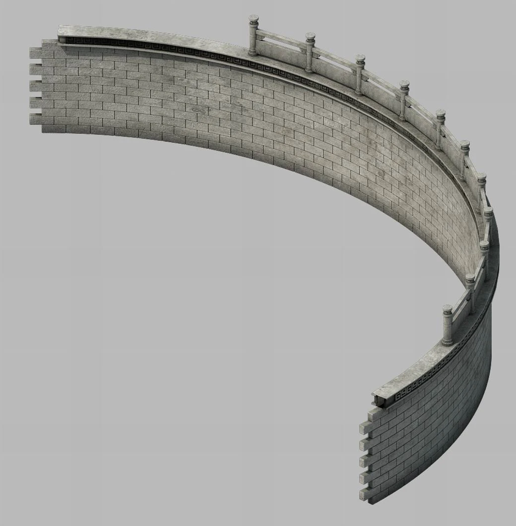construction - diaoyutai - bend fence 01 3D Model .c4d .max .obj .3ds .fbx .stl .blend 