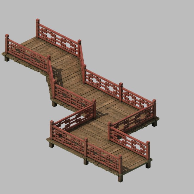 building - nine - wooden bridge 23 Model 3D .c4d .max .obj .3ds .fbx .stl .blend 