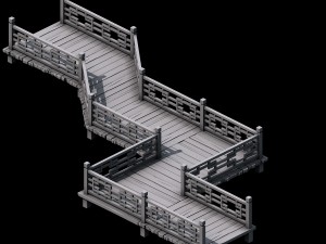 building - nine - wooden bridge 23 Model 3D