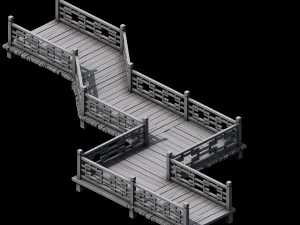 building - nine - wooden bridge 23 3D Model