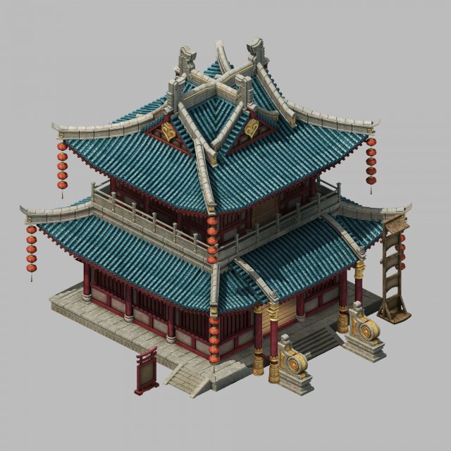 building - inn - hotel 01 Model 3D .c4d .max .obj .3ds .fbx .stl .blend