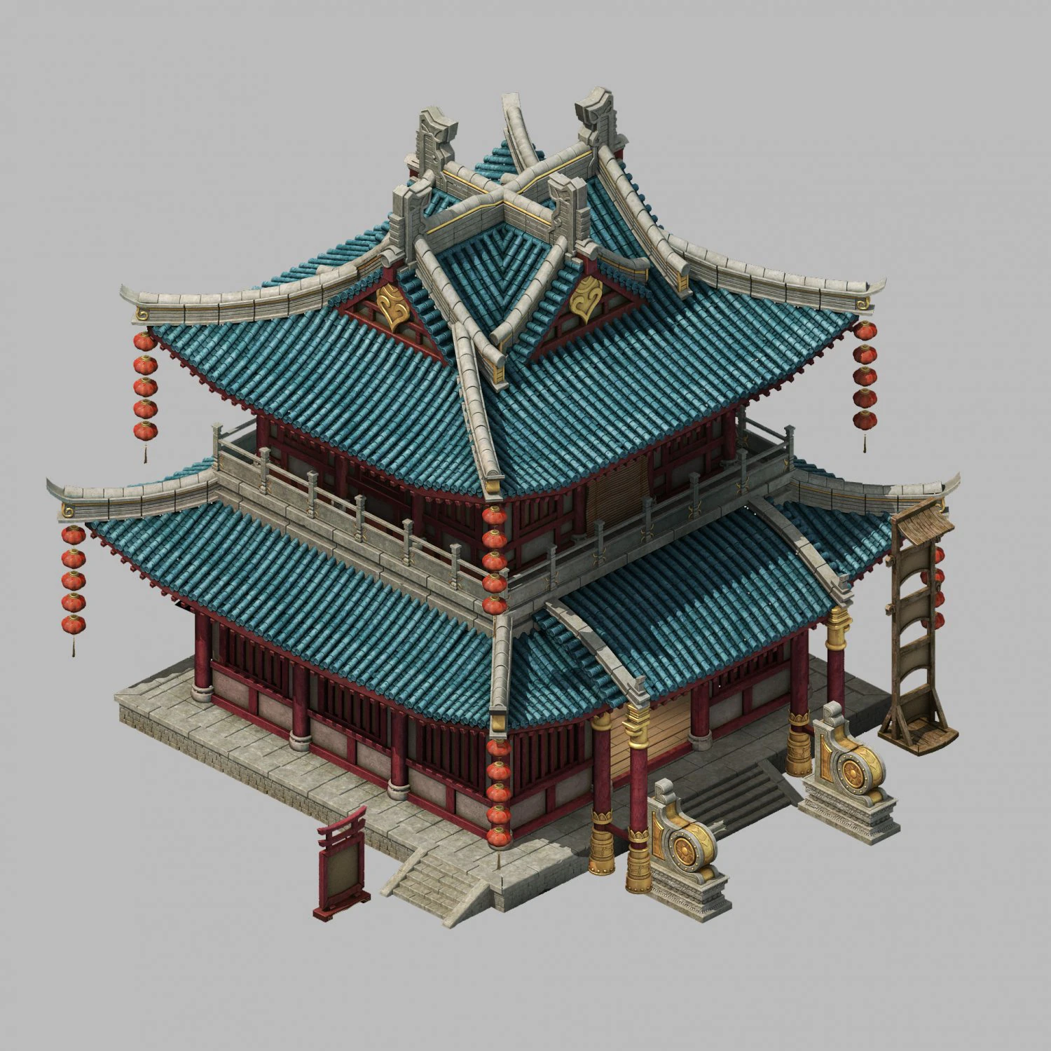 building - inn - hotel 01 3D Model .c4d .max .obj .3ds .fbx .stl .blend