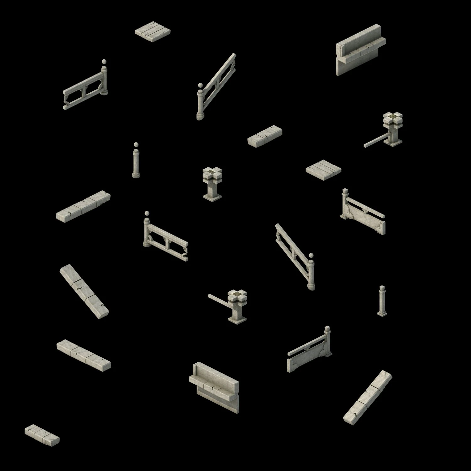 building accessories - fence 2701 3D Model .c4d .max .obj .3ds .fbx .stl .blend 