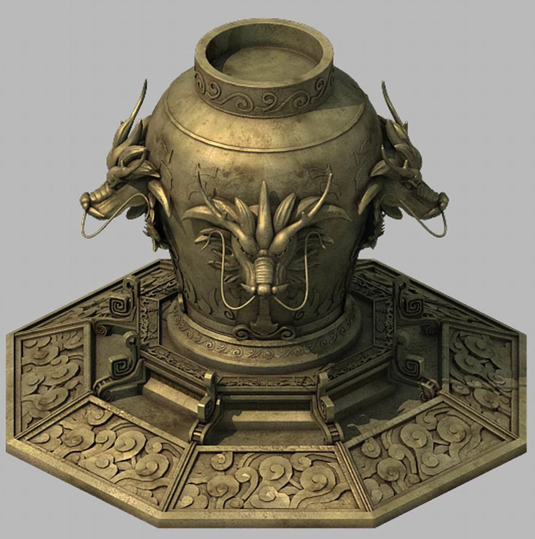 architecture - bronze - dragon - wine altar 3D Model .c4d .max .obj .3ds .fbx .stl .blend