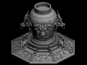 architecture - bronze - dragon - wine altar 3D Model