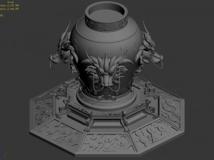 architecture - bronze - dragon - wine altar Modèle 3D