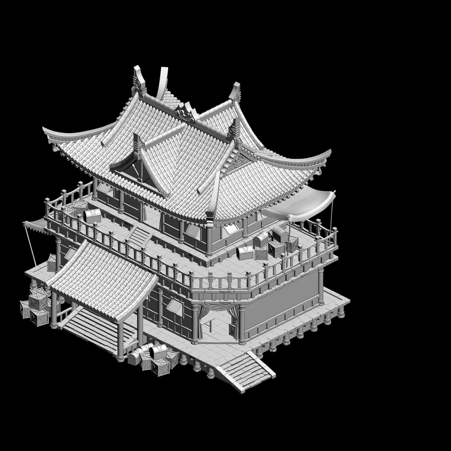 architecture - main city - grocery store 01 3D Model .c4d .max .obj .3ds .fbx .stl .blend 