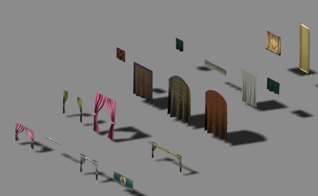 building decoration - curtains 3D 模型 .c4d .max .obj .3ds .fbx .stl .blend 