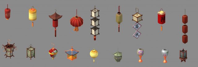 building decoration - lantern 01 Modelo 3D .c4d .max .obj .3ds .fbx .stl .blend