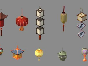 dekorasi bangunan - lentera 01 Model 3D