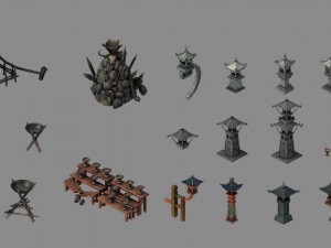architectural - stone lamp - brazier lamp 3D 모델