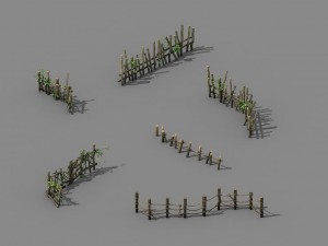 elven mountains - wooden bar - fence Modèle 3D