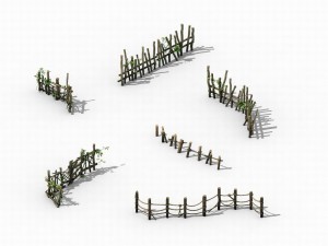 elven mountains - wooden bar - fence 3D Model