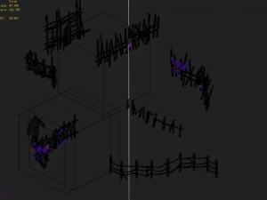 elven mountains - wooden bar - fence 3D Model