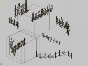 elven mountains - wooden bar - fence 3D Model