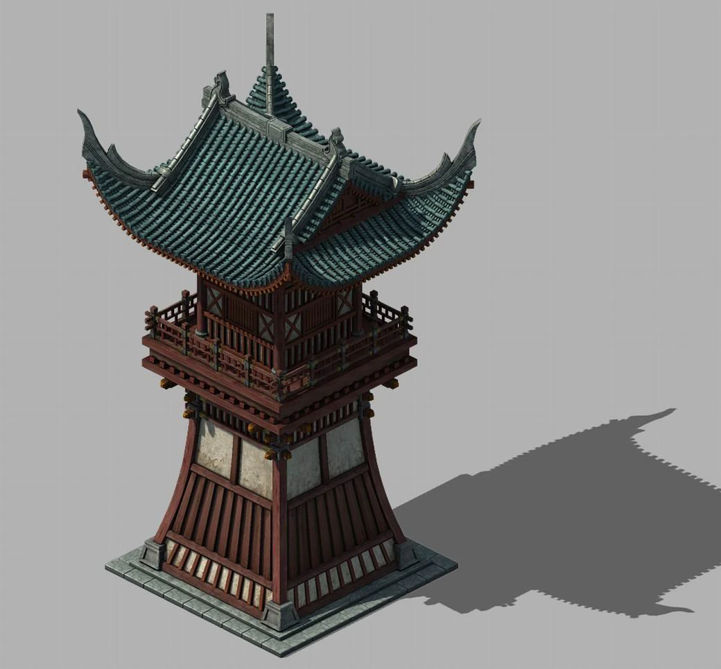 luoyang city - turret 01 3D Model .c4d .max .obj .3ds .fbx .stl .blend 