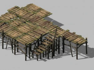 pier - platform - houten ladder 27 3D Model