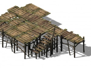 pier - platform - wooden ladder 27 3D 模型