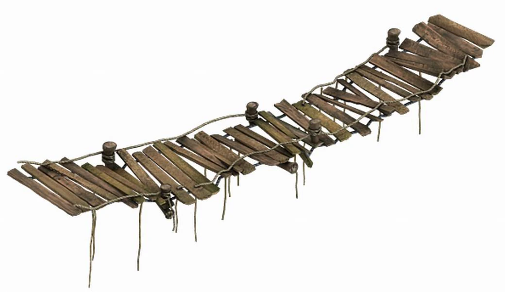 wood - sling bridge 01 3D Model .c4d .max .obj .3ds .fbx .stl .blend