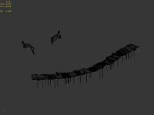 wood - sling bridge 01 3D Model