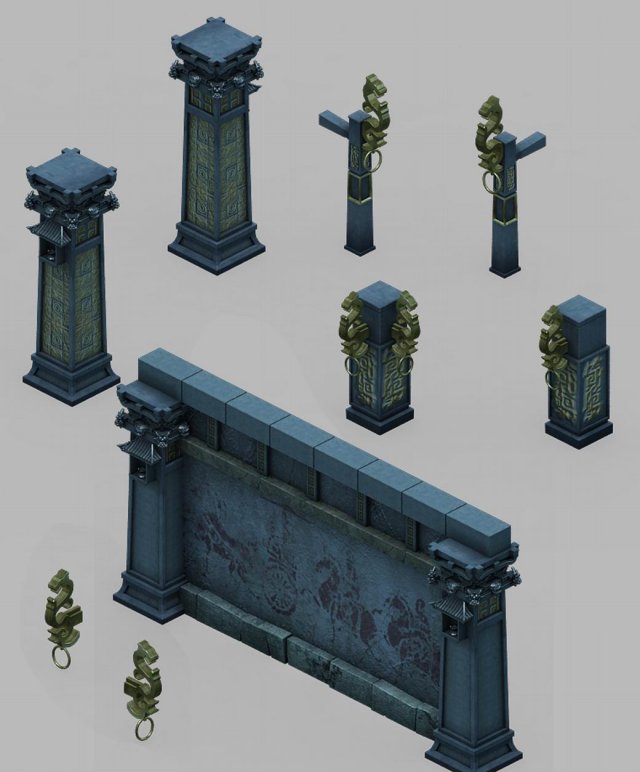 tomb building accessories - stone columns 01 Modelo 3D .c4d .max .obj .3ds .fbx .stl .blend 