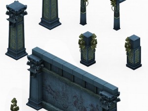 tomb building accessories - stone columns 01 Modelo 3D