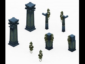 tomb building accessories - stone columns 01 Modelo 3D