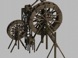 mountain village - waterwheel 156 3D Model