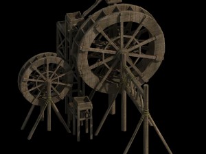 mountain village - waterwheel 156 3D-Modell