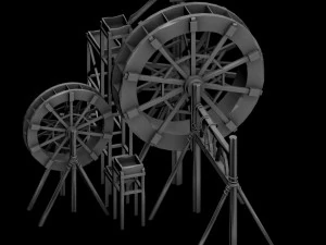 mountain village - waterwheel 156 3D Model